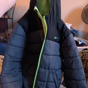 Nike Coat/Jacket; grey black and neon green